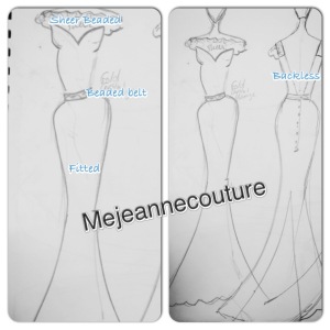 Ksandra Germain Custom evening gown Sketch. Ksandra Germain custom birthday dress sketch 